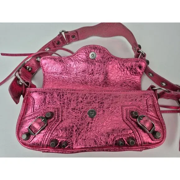 Balenciaga Metallic Pink Leather Le Cagole XS Sling Bag - Picture 9 of 13